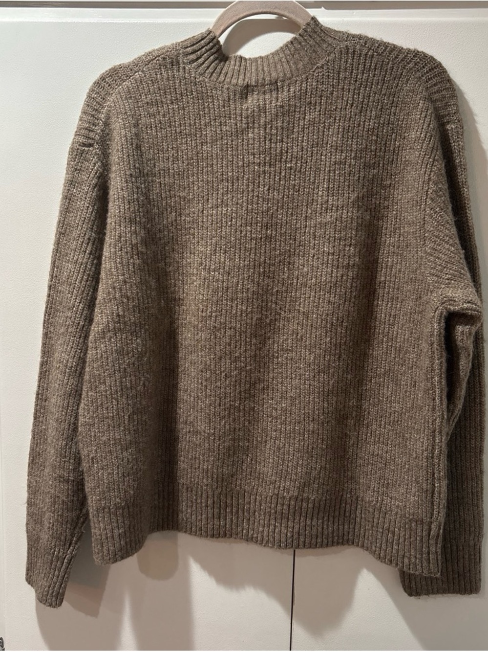 H&M Ribbed Knit Wool Blend Sweater in Warm Taupe M - Picture 3 of 7